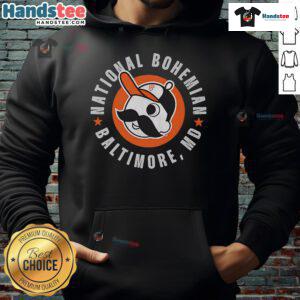 Good National Bohemian Baltimore logo hoodie featuring vibrant graphics and comfortable design for fans.