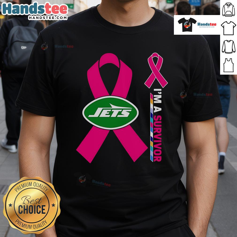 Good New York Jets X Cancer Awareness 'I'M A Survivor' T-Shirt featuring bold graphics and team colors, perfect for supporters.