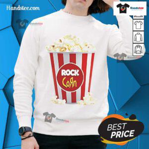 Good Rock Corn Popcorn sweatshirt featuring a playful popcorn graphic on a cozy fabric, perfect for movie nights.