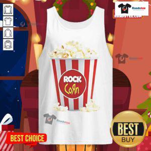 Good Rock Corn Popcorn Tank Top featuring a fun popcorn graphic, perfect for casual summer wear and movie nights.