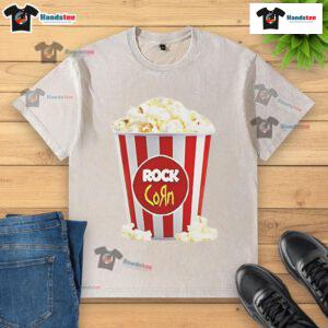 Good Rock Corn Popcorn washed t-shirt featuring a fun popcorn graphic, perfect for casual wear and popcorn lovers.