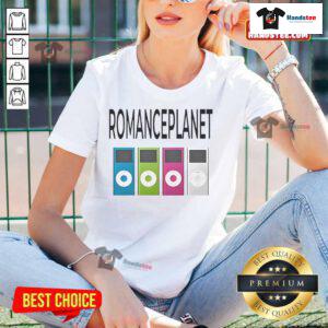 Good Romance Planet iPod Ladies Tee featuring a stylish design for music lovers, perfect for casual outings or gifts.