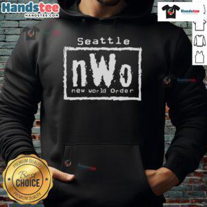 Stylish Good Seattle nWo New World Order hoodie featuring bold graphics, perfect for fans of wrestling and streetwear fashion.