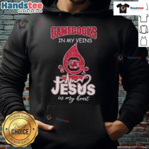 Good South Carolina Gamecocks in My Veins Jesus in My Heart Hoodie for fans, showcasing team spirit and faith.