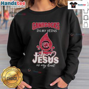 Good South Carolina Gamecocks in My Veins Jesus in My Heart sweatshirt featuring vibrant team colors and a cozy design.