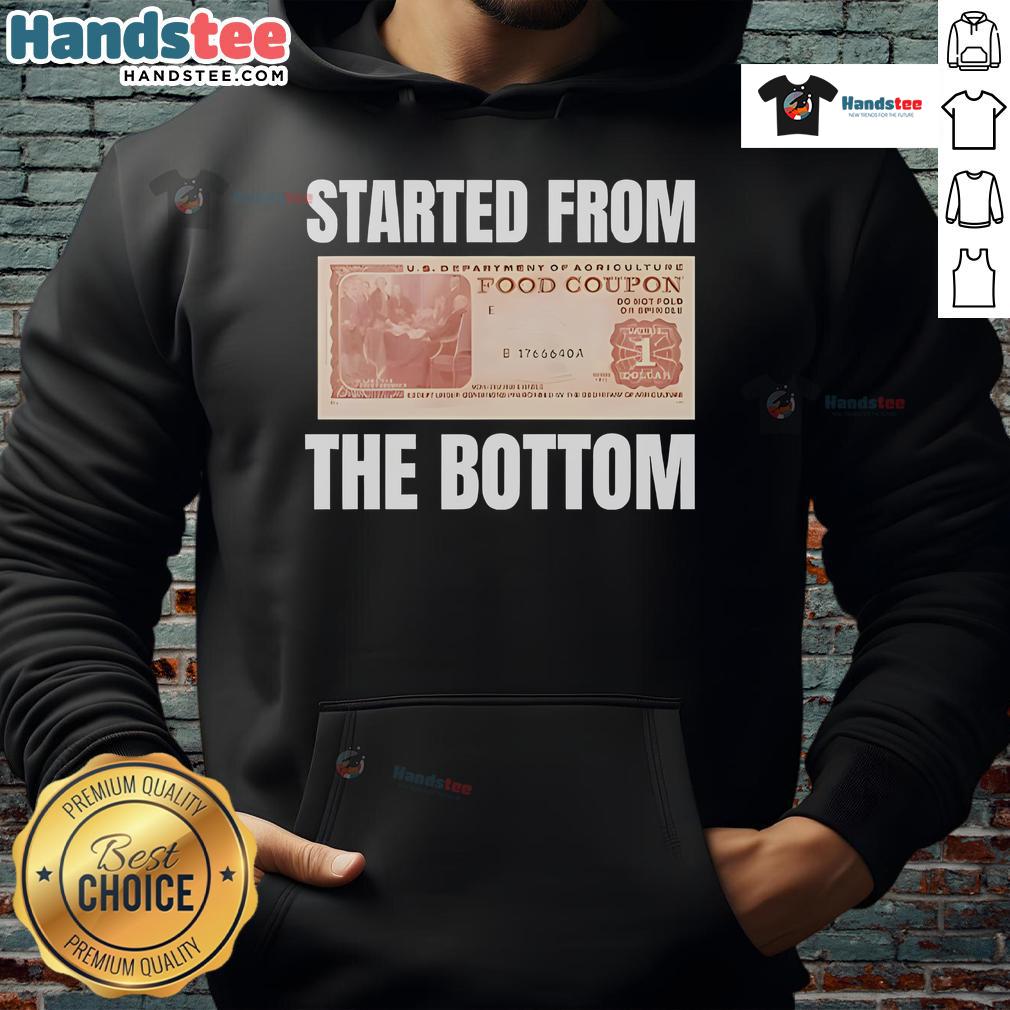 Good Started From The Bottom Food Coupon Hoodie featuring a trendy design perfect for food lovers and casual wear.