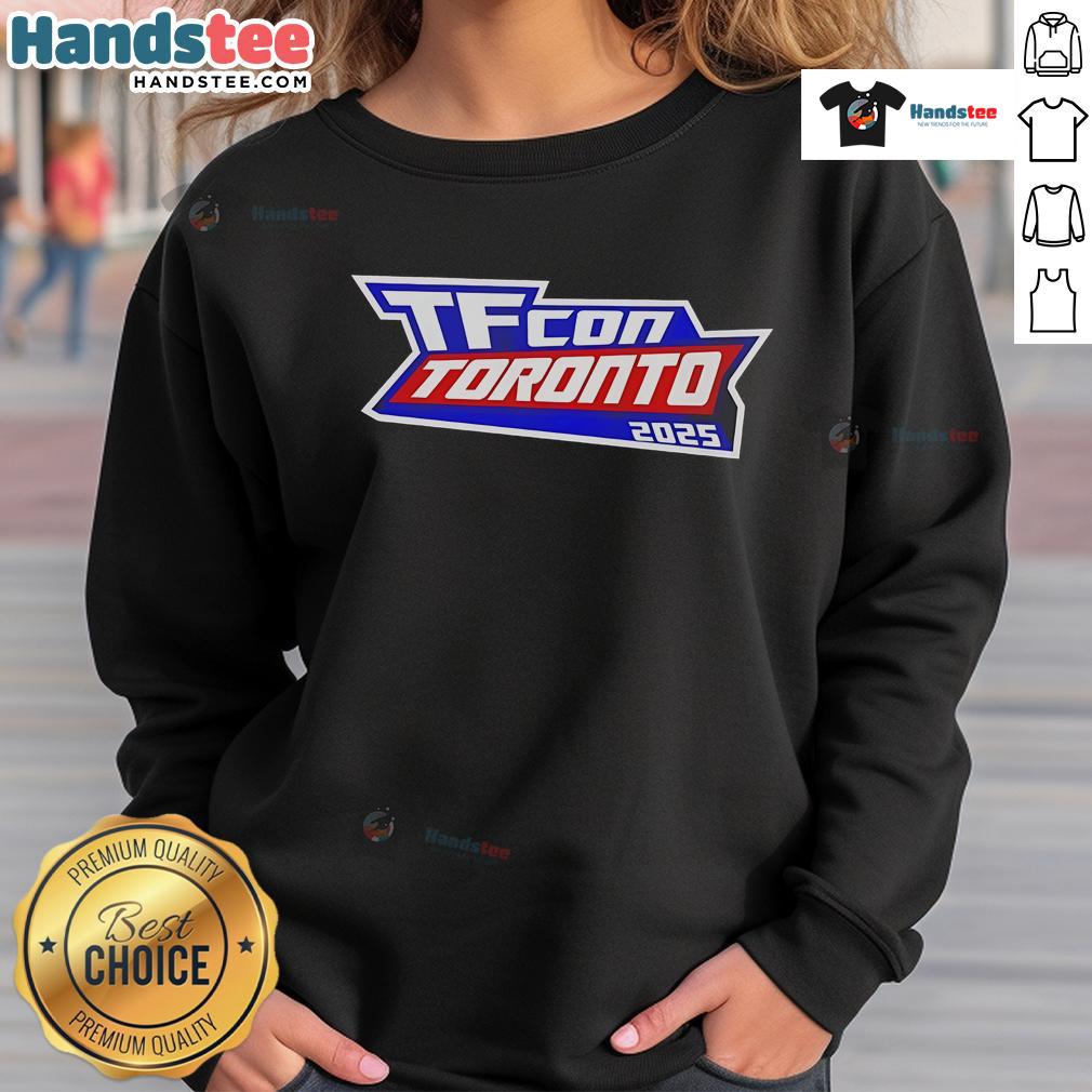 Good TFcon Toronto 2025 Sweatshirt featuring vibrant design and logo, perfect for fans attending the convention.