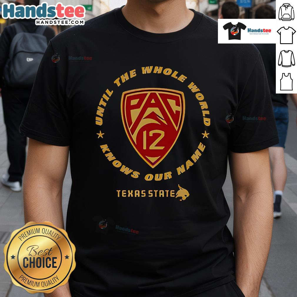 Good Texas State Pac 12 T-Shirt featuring bold text design, perfect for fans wanting to showcase their school pride.