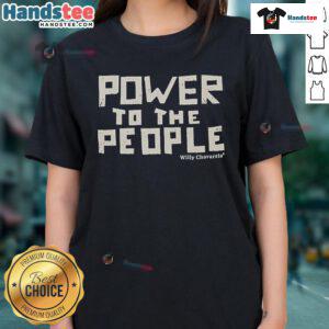 Good Willy Chavarria Power to the People ladies tee featuring bold graphic design and vibrant colors for stylish activism.