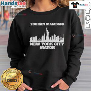Good Zohran Mamdani New York City Mayor sweatshirt featuring bold graphics and vibrant colors for stylish support.