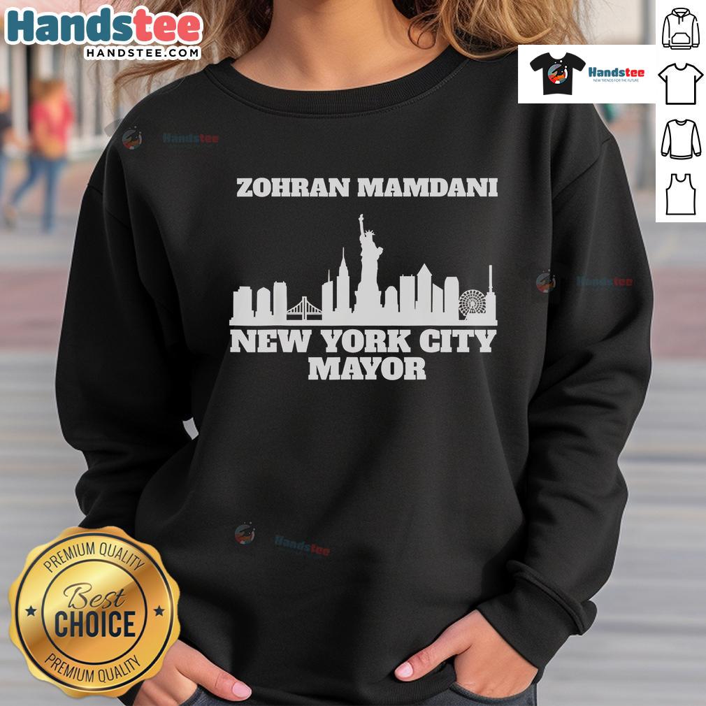 Good Zohran Mamdani New York City Mayor sweatshirt featuring bold graphics and vibrant colors for stylish support.