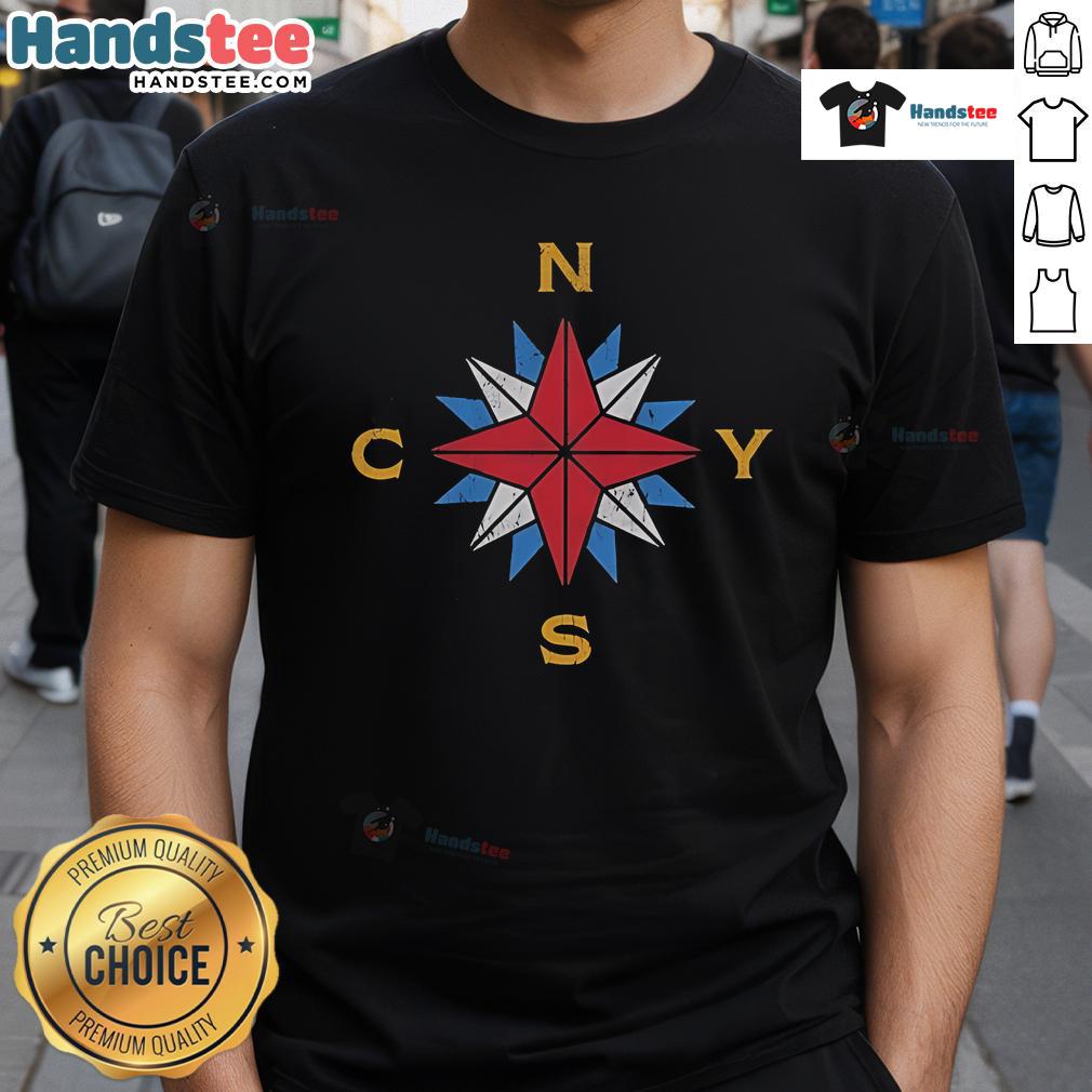 Happy Crosby Stills Nash & Young Compass T-Shirt featuring vibrant design and iconic band logo, perfect for music fans.
