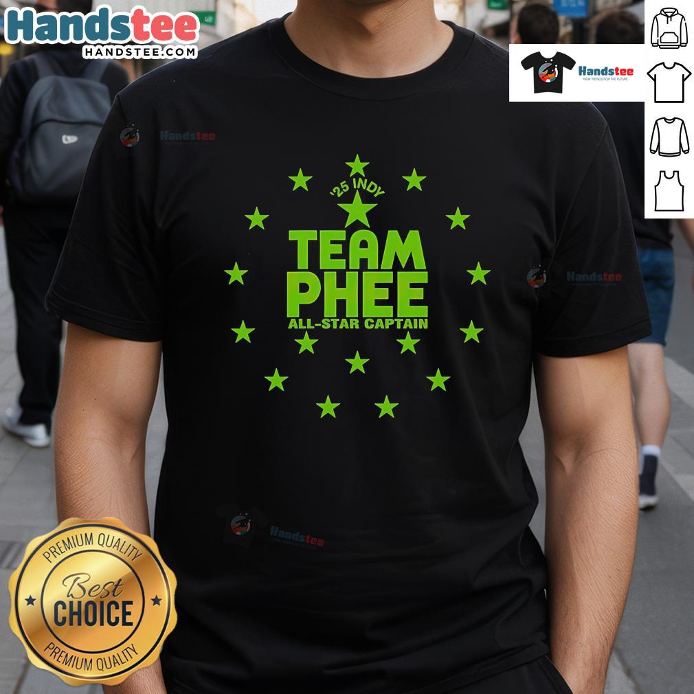 Happy Napheesa Collier wearing Team Phee All Star Captain 2025 Indy T-Shirt, showcasing team spirit and style.