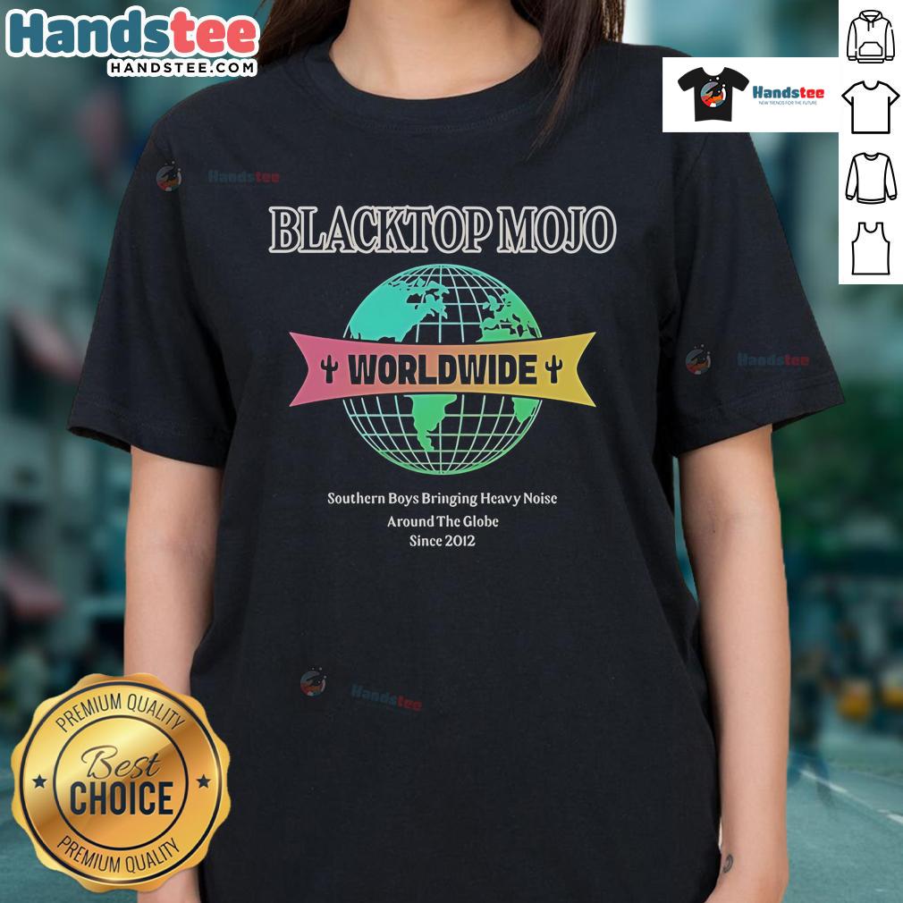 Happy Southern Boys tee featuring bold graphic, celebrating music and global vibes since 2012. Perfect for ladies!