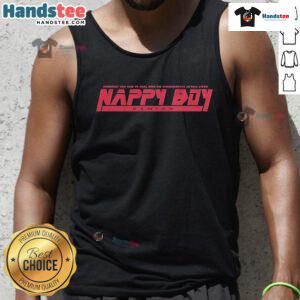 Happy boy wearing a gaming tank top featuring 'Happy Nappy Boy' design, enjoying his gaming time.