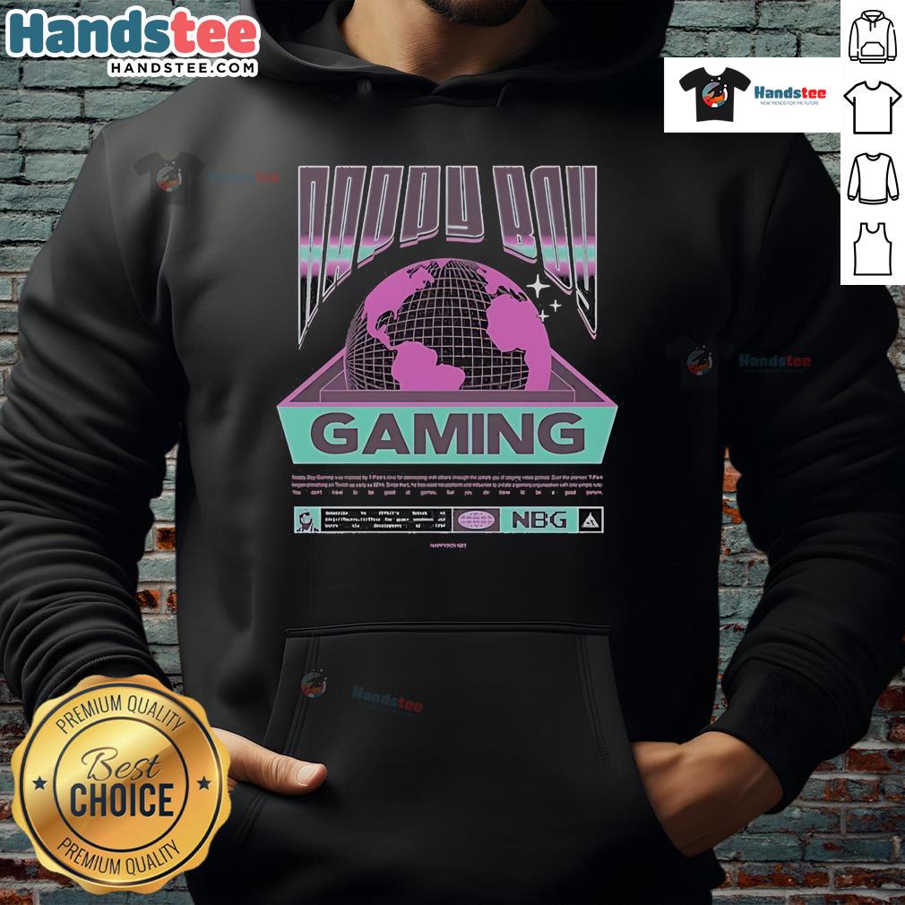 Happy boy wearing a Worldwide hoodie while gaming, showcasing comfort and style in a vibrant setting.