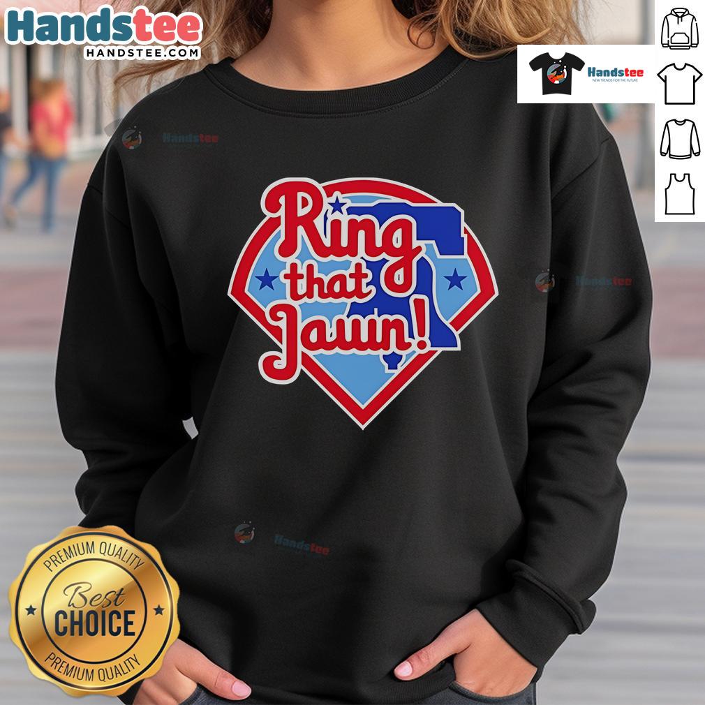 Happy Ring That Jawn Philadelphia Phillies sweatshirt in red, perfect for baseball fans and cozy game day attire.