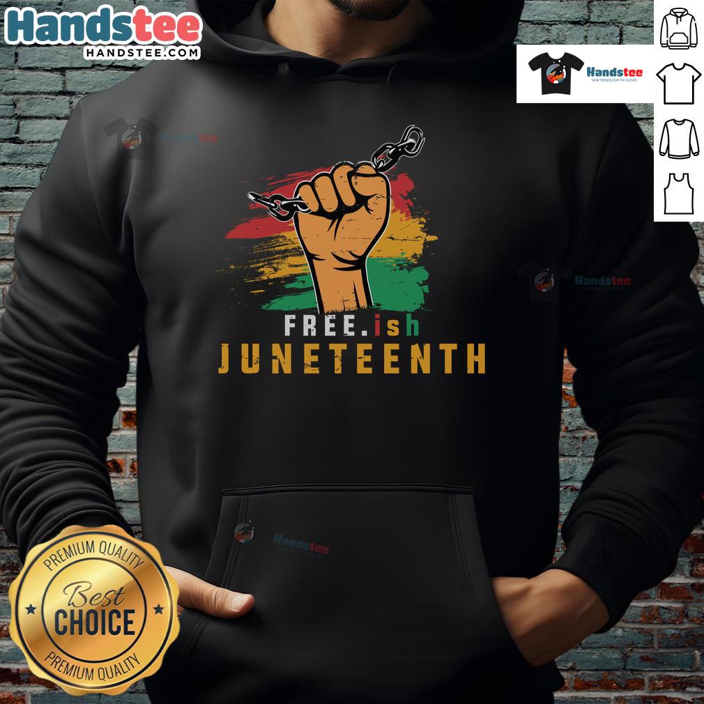 Stylish Hot-Free.ish Juneteenth Hoodie featuring vibrant colors and empowering design, perfect for celebrating freedom.