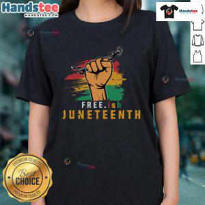 Hot Free.ish Juneteenth Ladies Tee featuring a vibrant design celebrating freedom and heritage in stylish fashion.