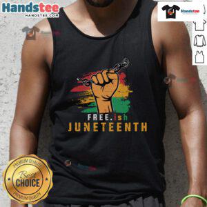 Stylish Hot Free.ish Juneteenth tank top featuring vibrant colors and celebratory design, perfect for Juneteenth celebrations.