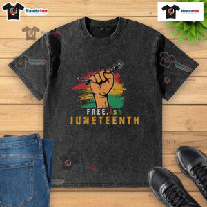 Hot Free.ish Juneteenth Washed T-Shirt featuring vibrant colors and a festive design celebrating freedom.