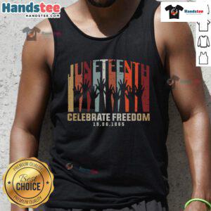 Hot Juneteenth Celebrate Freedom tank top featuring the date 6/19/1865, perfect for celebrating Juneteenth festivities.