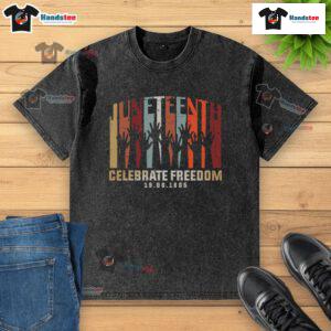 Alt Text: Hot Juneteenth Celebrate Freedom T-Shirt, commemorating June 19, 1865, with vibrant design and bold colors.
