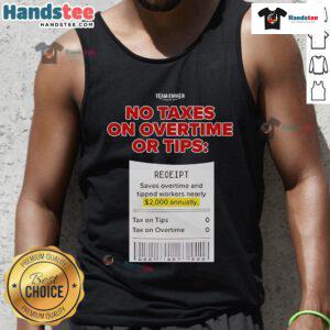 Hot Trump No Taxes on Overtime or Tips Tank Top featuring bold text, perfect for supporters of tax reforms.