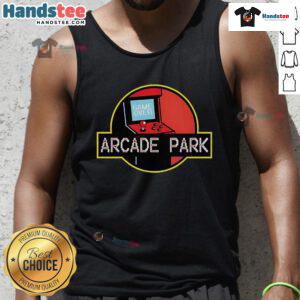 Nice Arcade Park X Jurassic Park tank top featuring vibrant graphics and a trendy design, perfect for theme park fans.