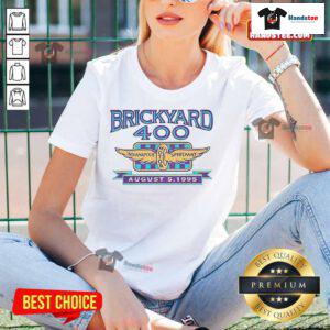 1995 Brickyard 400 Ladies Tee at Indianapolis Motor Speedway, showcasing vibrant design and race day excitement.