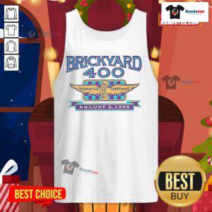 Brickyard 400 tank top from August 5, 1995, featuring Indianapolis Motor Speedway design and vibrant colors.