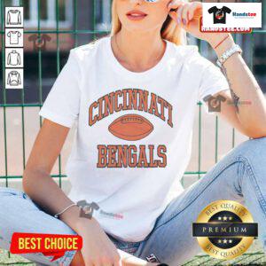 Alt Text: Stylish Nice Cincinnati Bengals Gridiron Ladies Tee featuring team colors and logo, perfect for female fans.