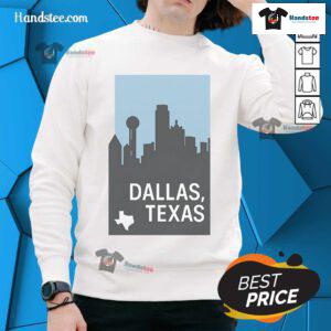 Simple sweatshirt featuring 'Nice Dallas Texas' design, perfect for casual wear in Dallas, Texas.