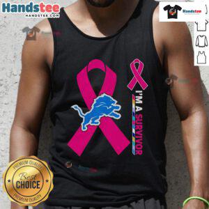 Nice Detroit Lions X Cancer Awareness 'I'm a Survivor' tank top, showcasing support for cancer survivors and team spirit.