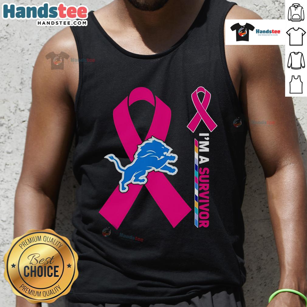 Nice Detroit Lions X Cancer Awareness 'I'm a Survivor' tank top, showcasing support for cancer survivors and team spirit.