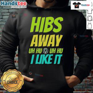 Nice Hibs Away Uh Uh I Like It Hoodie in vibrant green, perfect for fans showcasing team spirit and style.