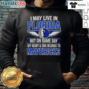 Cozy hoodie featuring 'I May Live In Florida, But My Heart Belongs To The Dallas Mavericks' design, perfect for game day.