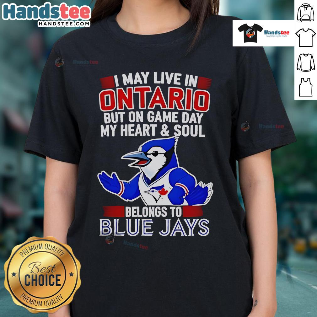 Toronto Blue Jays ladies tee featuring a fun quote about game day passion, perfect for fans living in Ontario.