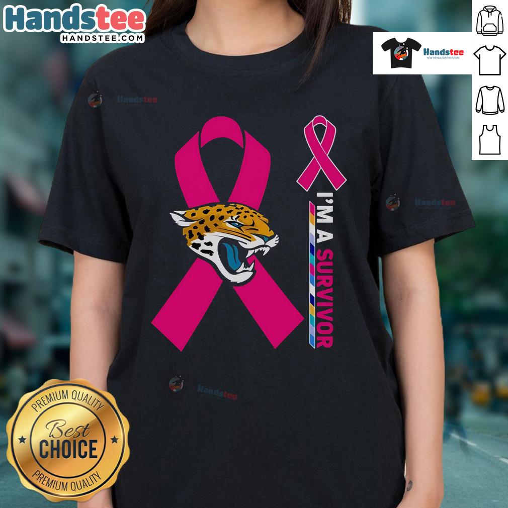 Nice Jacksonville Jaguars X Cancer Awareness 'I'm A Survivor' ladies tee showcasing support for cancer survivors.