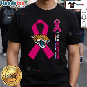Alt Text: Nice Jacksonville Jaguars X Cancer Awareness I'M A Survivor T-Shirt featuring team colors and supportive design.