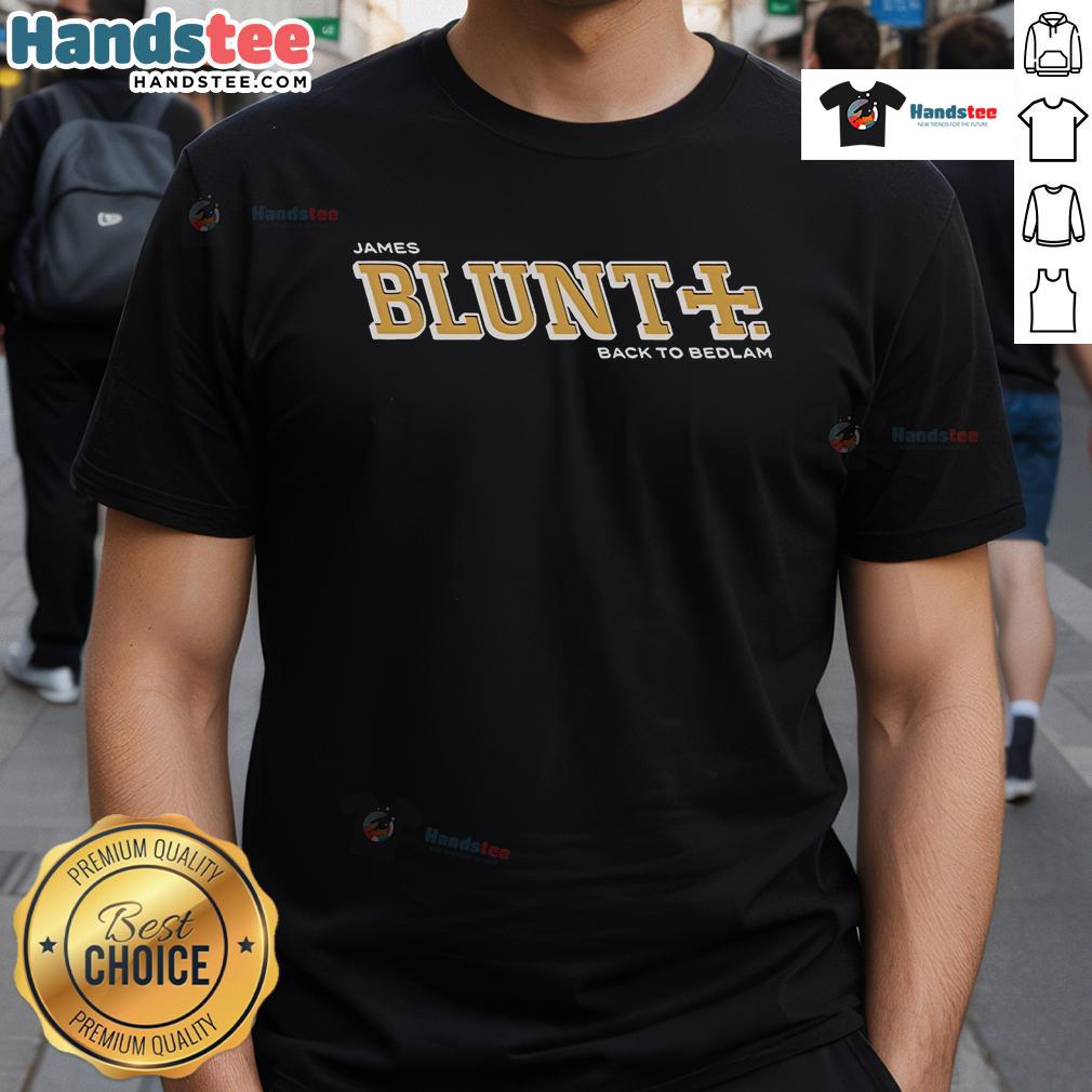 Alt Text: Nice James Blunt+ logo on a Back To Bedlam T-Shirt, featuring a stylish design for fans of the artist.