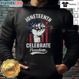 Nice Juneteenth Celebrate Freedom hoodie featuring the American flag design, perfect for celebrating Juneteenth.