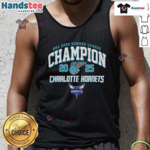 Charlotte Hornets tank top celebrating 2025 NBA 2K26 Summer League Champions, stylish sports apparel for fans.