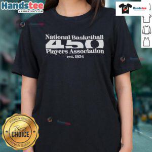 Alt Text: Nice National Basketball 450 Players Association Est 1954 Ladies Tee showcasing a stylish design for basketball fans.