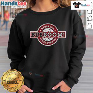 Nice Nebraska Volleyball Bus Boom Sweatshirt featuring vibrant team colors and logo, perfect for fans and athletes.