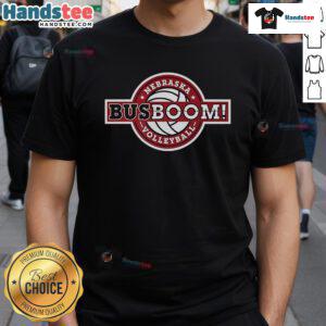 Nice Nebraska Volleyball Bus Boom T-Shirt featuring vibrant graphics and sporty design for volleyball fans.
