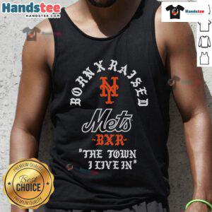 Stylish New York Mets tank top featuring 'Raised in New York' design, perfect for fans and summer wear.