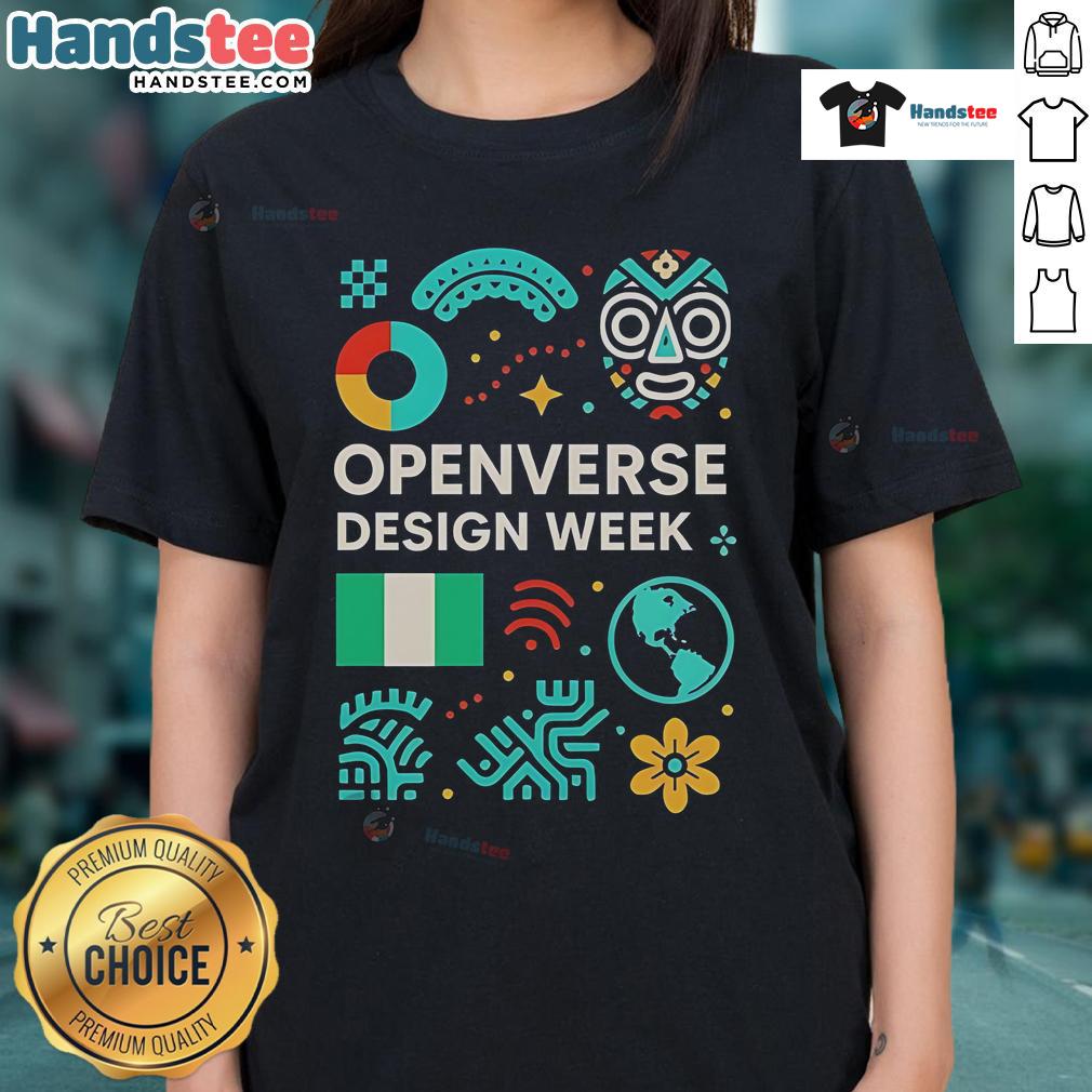 Stylish ladies tee from Nice Openverse Design Week featuring vibrant graphics and a modern fit.