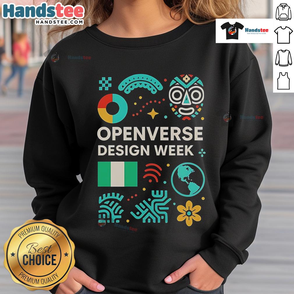 Nice Openverse Design Week sweatshirt featuring a modern graphic design, perfect for creatives and design enthusiasts.