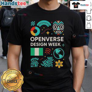 Alt Text: Nice Openverse Design Week T-Shirt featuring a vibrant graphic and stylish design for creative enthusiasts.